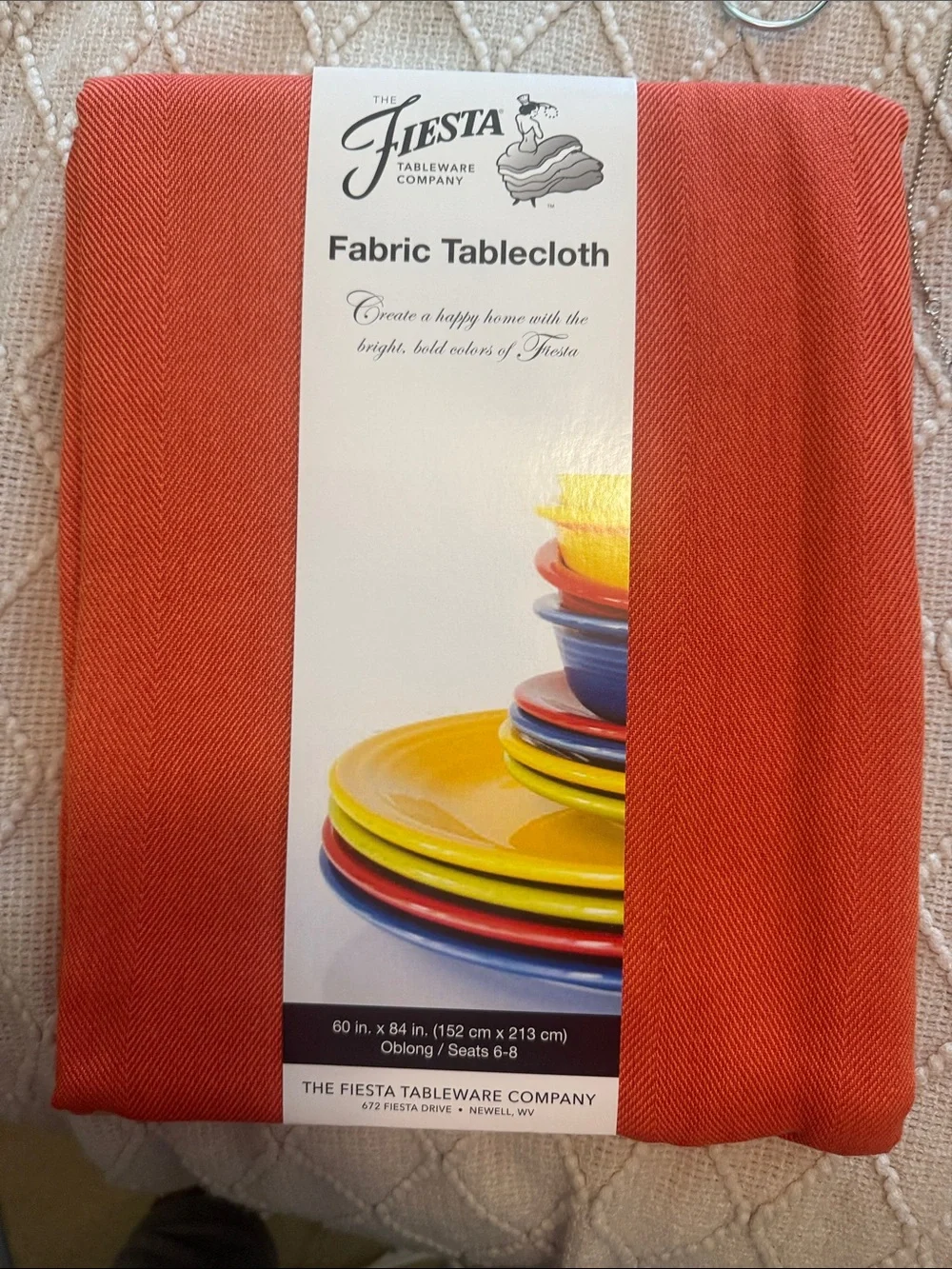 Fiesta Orange Fabric Tablecloth
